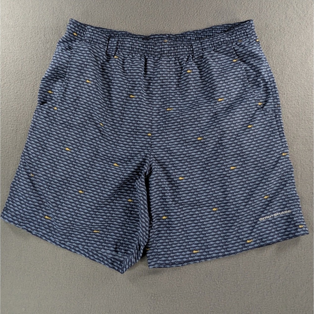 Columbia Mens PFG Backcast III Water Shorts Size M Blue Fish Print FM4010